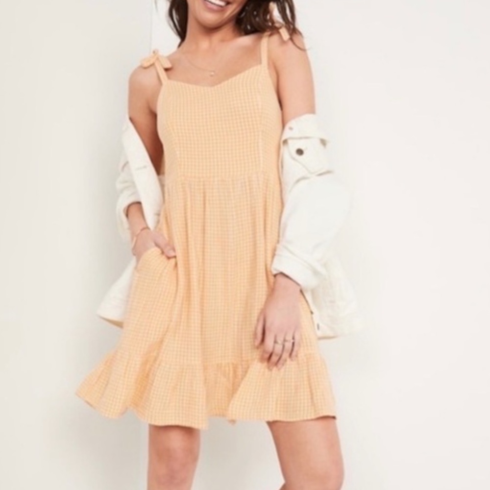 Old Navy Peach Gingham Dress
